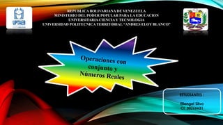REPUBLICA BOLIVARIANA DE VENEZUELA
MINISTERIO DEL PODER POPULAR PARA LA EDUCACION
UNIVERSITARIA CIENCIA Y TECNOLOGIA
UNIVERSIDAD POLITECNICA TERRITORIAL “ANDRES ELOY BLANCO”
ESTUDIANTES :
Eliangel Silva
CI: 30266631
 