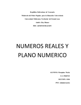 Numeros reales y plano numerico