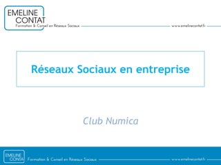 Réseaux Sociaux en entreprise 
Club Numica  