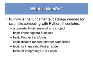 Python crash course libraries numpy-1, panda.ppt