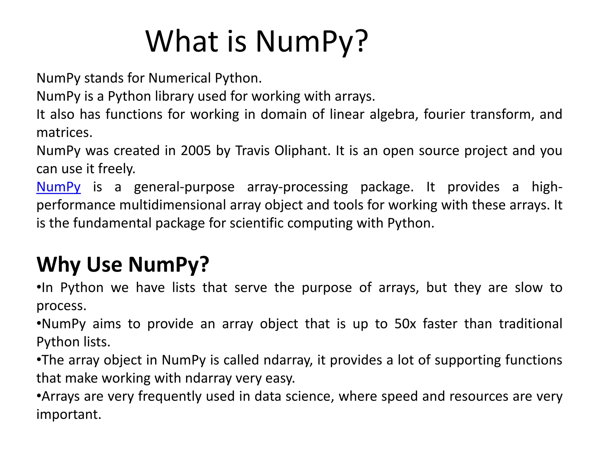NumPy.pptx Bachelor of Computer Application | PPT