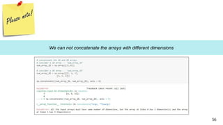 We can not concatenate the arrays with different dimensions
56
 