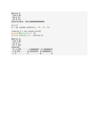 Numpy questions with answers and practice | PDF