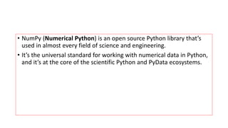 NumPy.pptx | Programming Languages | Computing