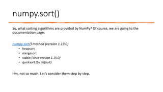 NumPy sorting (and dancing and memes): a short review for students | PPT