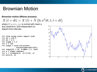 Brownian Motion
Brownian motion (Wiener process):
                                                 2
X (t + dt) = X (t) + ...