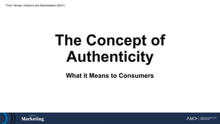 From: Nunes, Ordanini and Giambastiani (2021)
The Concept of
Authenticity
What it Means to Consumers
 