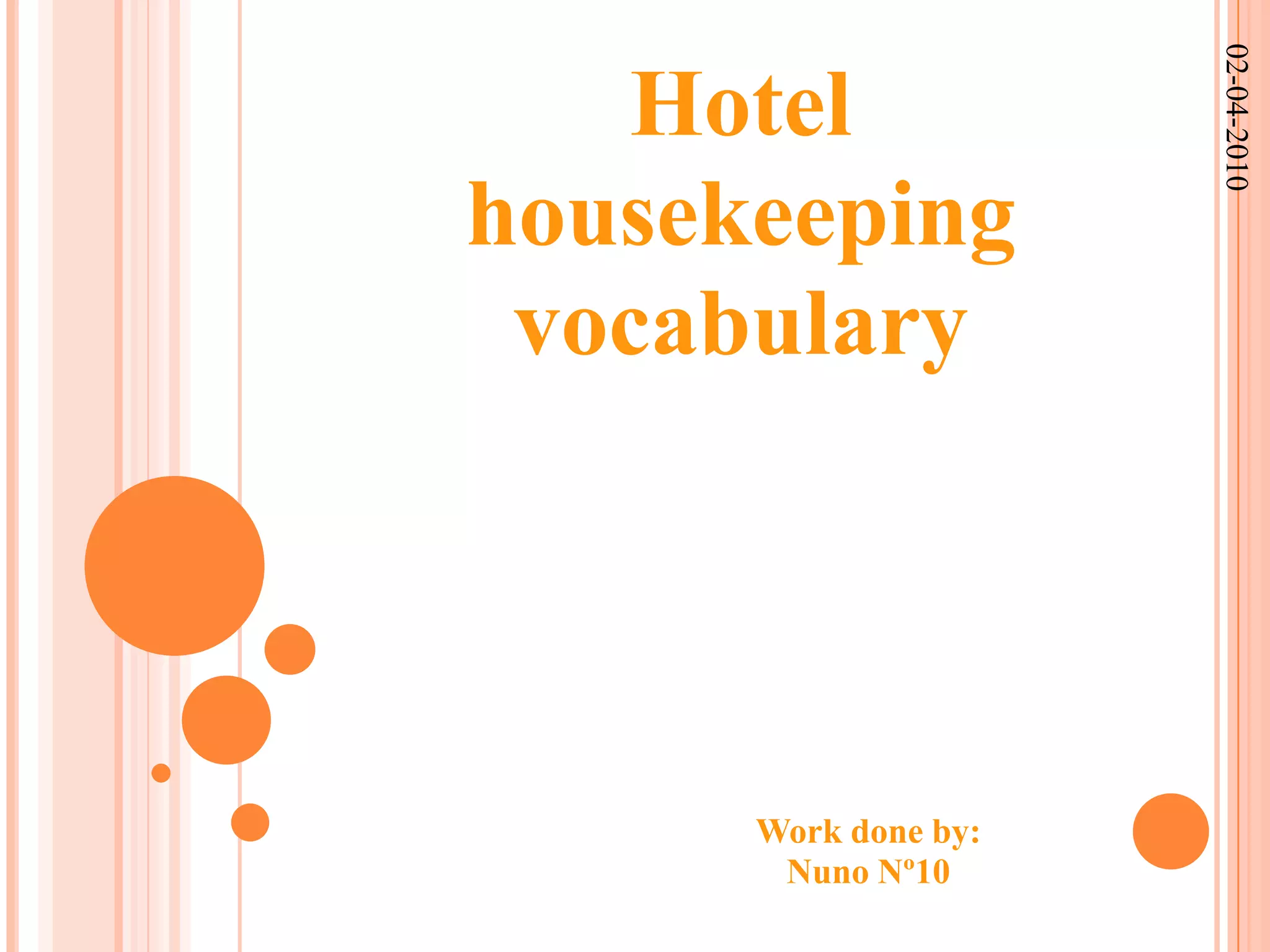 Hotel Housekeeping Vocabulary - Nuno | PPTX