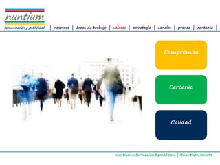 ALTAIR
Management Consultants




                         | nosotros | áreas de trabajo | valores | estrategia | canales | prensa | contacto |




                                                                                  Compromiso




                                                                                    Cercanía




                                                                                     Calidad




                                                          nuntium.informacion@gmail.com | @nuntium_tweets
 