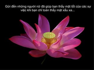Gửi đến những người nữ đã giúp bạn thấy mặt tốt của các sự
          việc khi bạn chỉ toàn thấy mặt xấu xa...
 