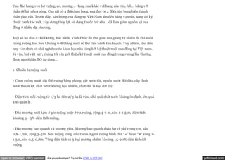 Cua đào hang ven bờ ruộng, ao, mương… Hang cua khác với hang của rắn, ếch… bằng vết
       chân để lại trên ruộng. Cua cái có 4 đôi chân bụng, cua đực có 2 đôi chân bụng biến thành
       chân giao cấu. Trước đây, sản lượng cua đồng tại Việt Nam lên đến hàng vạn tấn, song do kỹ
       thuật canh tác mới, xây dưng thủy lợi, sử dụng thuốc trừ sâu… đã làm giảm nguồn lợi cua
       đồng ở nhiều địa phương.

       Một số hộ dân ở Hải Dương, Bắc Ninh, Vĩnh Phúc đã thu gom cua giống tự nhiên để thả nuôi
       trong ruộng lúa. Sau khoảng 6-8 tháng nuôi có thể tiến hành thu hoạch. Tuy nhiên, cho đến
       nay vẫn chưa có nhà nghiên cứu khoa học nào tổng kết kỹ thuật nuôi cua đồng tại Việt nam.
       Vì vậy, bài viết này, chúng tôi xin giới thiệu kỹ thuật nuôi cua đồng trong ruộng lúa thường
       được người dân TQ áp dụng…

       1. Chuẩn bị ruộng nuôi


       - Chọn ruộng nuôi: địa thế ruộng bằng phẳng, giữ nước tốt, nguồn nước dồi dào, cấp thoát
       nước thuận lợi, chất nước không bị ô nhiễm, chất đất là loại đất thịt.


       - Diện tích mỗi ruộng từ 1/3 ha đến 2/3 ha là vừa, nhỏ quá chất nước không ổn định, lớn quá
       khó quản lý.


       - Đào mương nuôi tạm ở góc ruộng hoặc ở ria ruộng, rộng 4-6 m, sâu 1-1,5 m, diện tích
       khoảng 3—5% diện tích ruộng.

       - Đào mương bao quanh và mương giữa. Mương bao quanh chân bờ về phí trong 1m, sâu
       0,8-1,0m, rộng 3-5m. Nếu ruộng rộng, đào thêm ở giữa ruộng hình chữ “+” hoặc “#” rộng 1-
       1,5m, sâu 0,5-0,8m. Tổng diện tích cả 3 loại mương chiếm khoảng 15-20% diện tích đất
       ruộng.


open in browser PRO version     Are you a developer? Try out the HTML to PDF API                      pdfcrowd.com
 