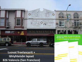 Luovat freelancerit +
    lähiyhteisön lapset
826 Valencia (San Francisco)
 
