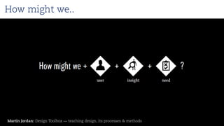 Martin Jordan: Design Toolbox —teaching design, its processes & methods 
How mightwe..  