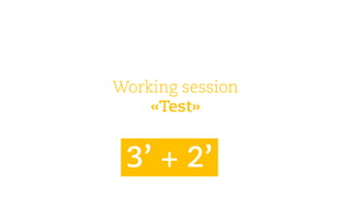 Workingsession 
«Test» 
3’ + 2’  