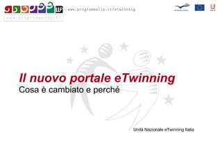 Il nuovo portale eTwinning Cosa è cambiato e perché Unità Nazionale eTwinning Italia 