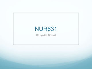 NUR631
Dr. Lyndon Godsall
 