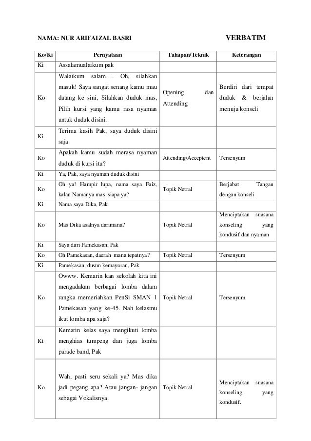 VERBATIM PADA KONSELING VERBATIM PADA KONSELING