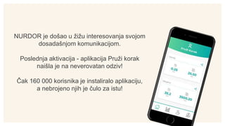 NURDOR je došao u žižu interesovanja svojom
dosadašnjom komunikacijom.
Poslednja aktivacija - aplikacija Pruži korak
naišl...