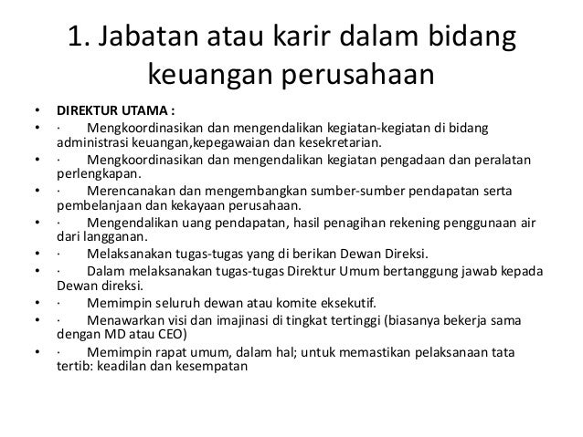 Jabatan Atau Karir Dalam Bidang Keuangan