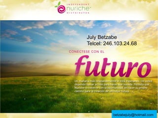 July Betzabe
Telcel: 246.103.24.68




           betzabejuly@hotmail.com
          www.DreamTeam1System.com
 