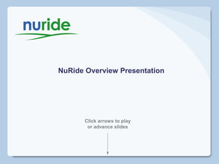 NuRide Overview Presentation




       Click arrows to play
        or advance slides
 