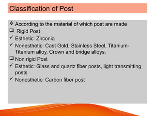 post and core system in endontics . recent update | PPTX