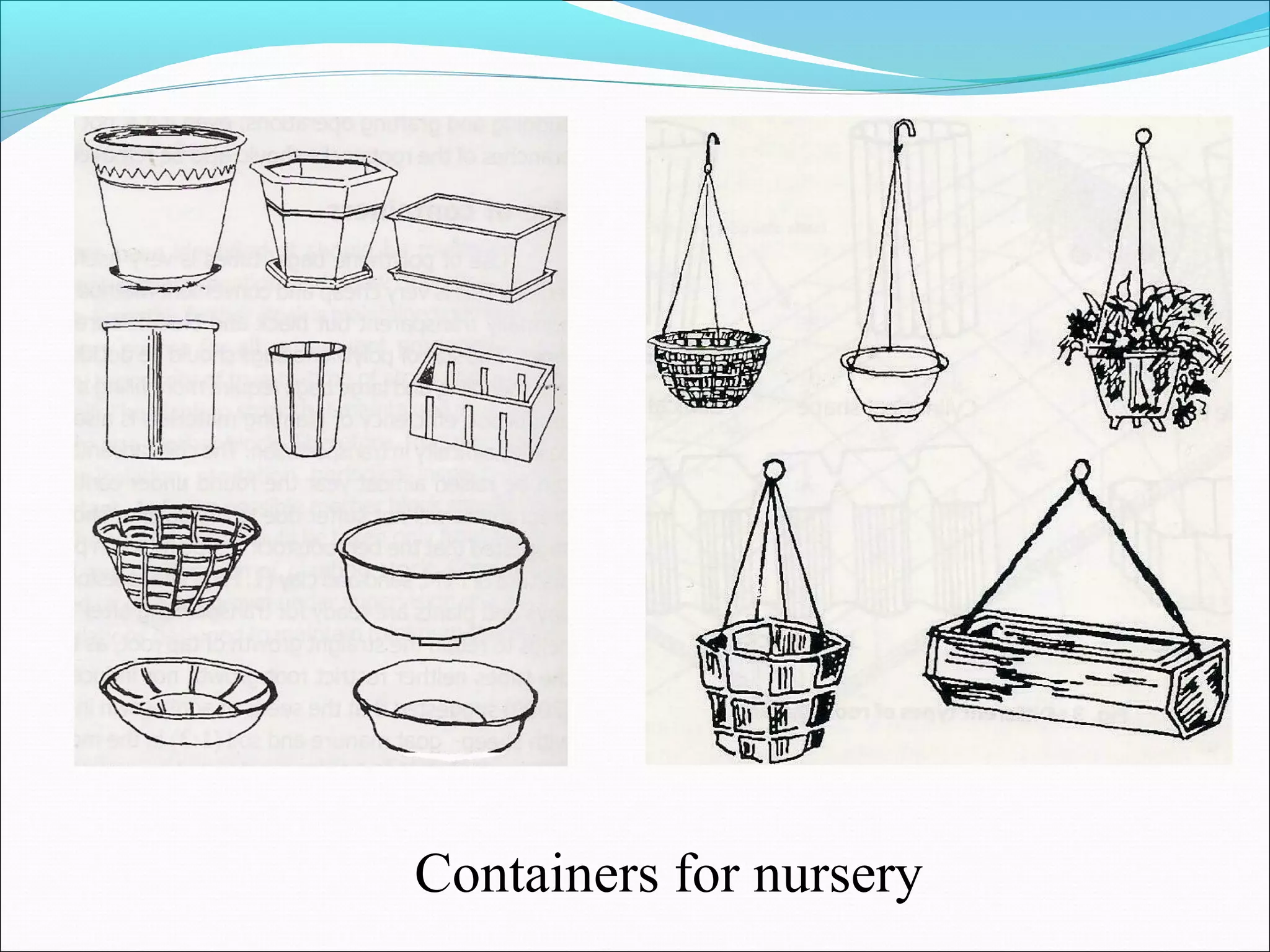 Containers for nursery
 