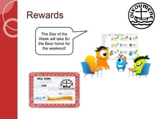 Rewards
The Star of the
Week will take BJ
the Bear home for
the weekend!
 