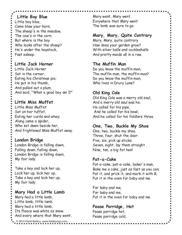 28 Nursery Rhymes With Words And Movements For Active Learning