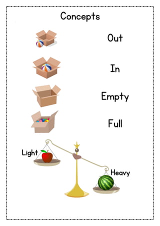 Concepts
Out
In
Empty
Full
Light
Heavy
 