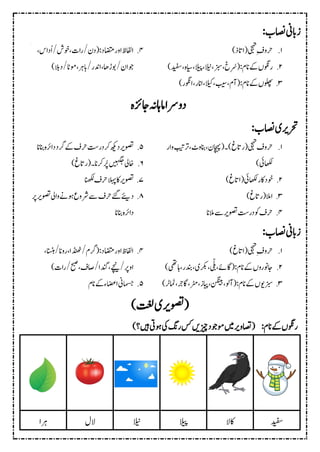 :‫اصنب‬‫زابین‬
2
.
)‫ذ‬‫ات‬‫ا‬ ‫یجہت‬ِ‫رحوف‬
4
.
‫ان‬‫ےک‬‫روگنں‬
‫ای‬،‫الی‬،،‫الی‬،،‫زب‬،،،ُ‫خر‬ :‫م‬
‫ہ‬
)‫دیفس‬،
2
.
)‫اوگنر‬،‫اانر‬،‫الیک‬،‫بیس‬،‫آم‬ :‫انم‬‫ےک‬‫ولھپں‬
2
.
،‫اس‬ ُ‫ا‬/‫وخش‬،‫رات‬/‫ن‬: ‫ا‬ : ‫اضتم‬‫اور‬‫اافلظ‬
‫الب‬ /‫وماٹ‬،‫ابرہ‬/‫ادنر‬،‫وبڑاھ‬/‫ن‬: ‫وجاا‬
)
‫ورسا‬
‫اجزئہ‬‫اماہہن‬
:‫اصنب‬‫رحتریی‬
2
.
‫غ‬‫ات‬‫ر‬ ‫یجہت‬‫رحوف‬
‫رتبیت‬،‫انبوٹ‬،‫ن‬: ‫اچہپا‬ ‫۔‬)
‫وار‬
)‫اھکلیئ‬
4
.
)‫غ‬‫ات‬‫ا‬ ‫اھکلیئ‬‫اکر‬ ‫وخ‬
2
.
‫غ‬‫ات‬‫ر‬ ‫االم‬
)
2
.
‫المان‬‫ےس‬‫وصتری‬‫رتس‬ ‫وک‬‫رحف‬
7
.
‫انبان‬‫ارئہ‬ ‫رگ‬‫ےک‬‫رحف‬‫رتس‬ ‫رک‬‫ھکی‬ ‫وصتری‬
6
.
‫رکان۔‬‫رُپ‬‫ںیہگج‬‫اخیل‬
)‫غ‬‫ات‬‫ر‬
5
.
‫انھکل‬‫رحف‬‫الہپ‬‫اک‬‫وصتری‬
4
.
‫رحف‬‫ےئگ‬
‫ے‬
‫ی‬
‫وصت‬‫وایل‬‫وہےن‬‫رشوع‬‫ےس‬
‫ر‬‫ری‬
‫انبان‬‫ارئہ‬
:‫اصنب‬‫زابین‬
2
.
)‫غ‬‫ات‬‫ا‬ ‫یجہت‬ِ‫رحوف‬
4
.
‫اہیھت‬،‫دنبر‬،‫رکبی‬،‫یّلب‬،‫اگےئ‬ :‫انم‬‫ےک‬‫اجونروں‬
)
2
.
‫اگ‬،‫رٹم‬،‫ایپز‬،‫نگنیب‬،‫آول‬ :‫انم‬‫ےک‬‫زبویں‬،
)‫امٹرٹ‬،‫رج‬
2
.
،‫انسنہ‬/‫روان‬،‫ڈنھٹا‬/‫رگم‬ : ‫اضتم‬‫اور‬‫اافلظ‬
،‫ےچین‬/‫اور‬
)‫رات‬/‫حبص‬،‫اصف‬/‫دنگا‬
7
.
‫امسجین‬
‫انم‬‫ےک‬‫ء‬‫ا‬‫ص‬‫ع‬‫ا‬
‫تغل‬‫وصتریی‬
)
:‫انم‬‫ےک‬‫روگنں‬
‫اصتو‬
‫ںیہ‬‫وہیت‬‫یک‬‫رگن‬‫سک‬‫زیچںی‬ ‫وموج‬‫ںی‬‫ری‬
)‫؟‬
‫رہا‬ ‫الل‬ ‫الی‬، ‫الی‬، ‫اکال‬ ‫دیفس‬
 