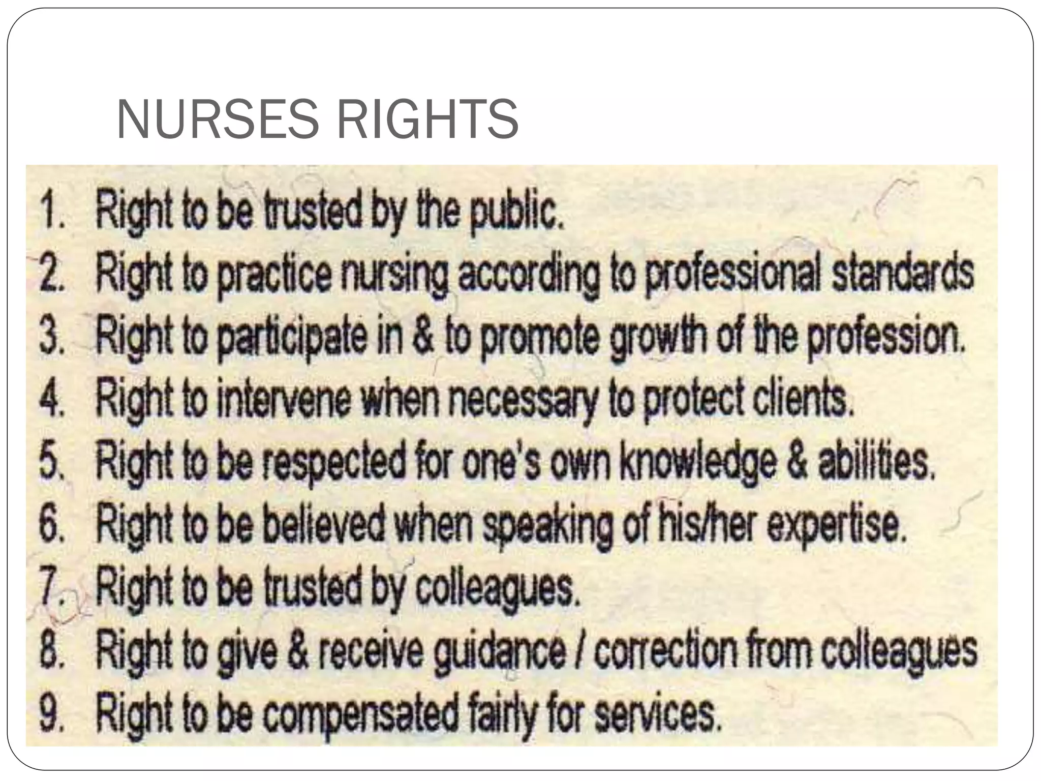 Nurses Rights Sanc Nurses right & legal responsibilities | PDF