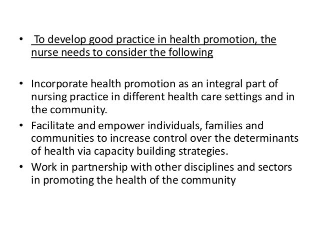 Nurses Role In Health Promotion
