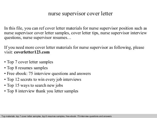 Nurse supervisor cover letter