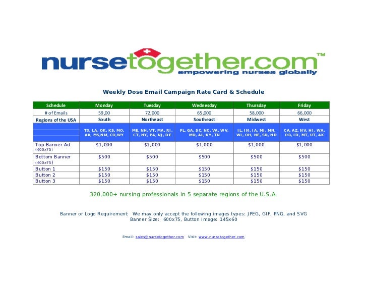 Nurse Together Email Ad Rate Card 1