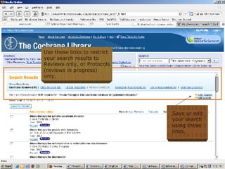 Use these links to restrict your search results to Reviews only, or Protocols (reviews in progress) only. Save or edit your search using these links. 