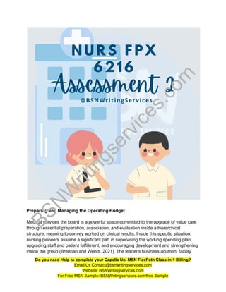NURS FPX 6216 Assessment 2 Preparing and Managing an Operating Budget.pdf