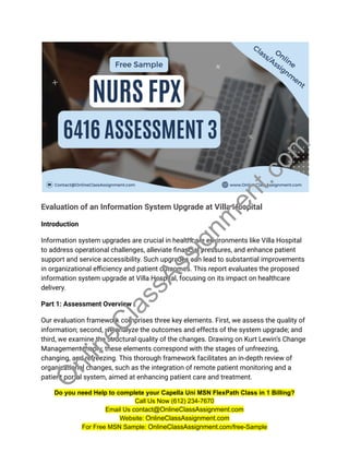 NURS FPX 6416 Assessment 3 Needs Assessment Meeting with Stakeholders .pdf