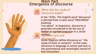 the emergency of the notion discourse and text | PPT