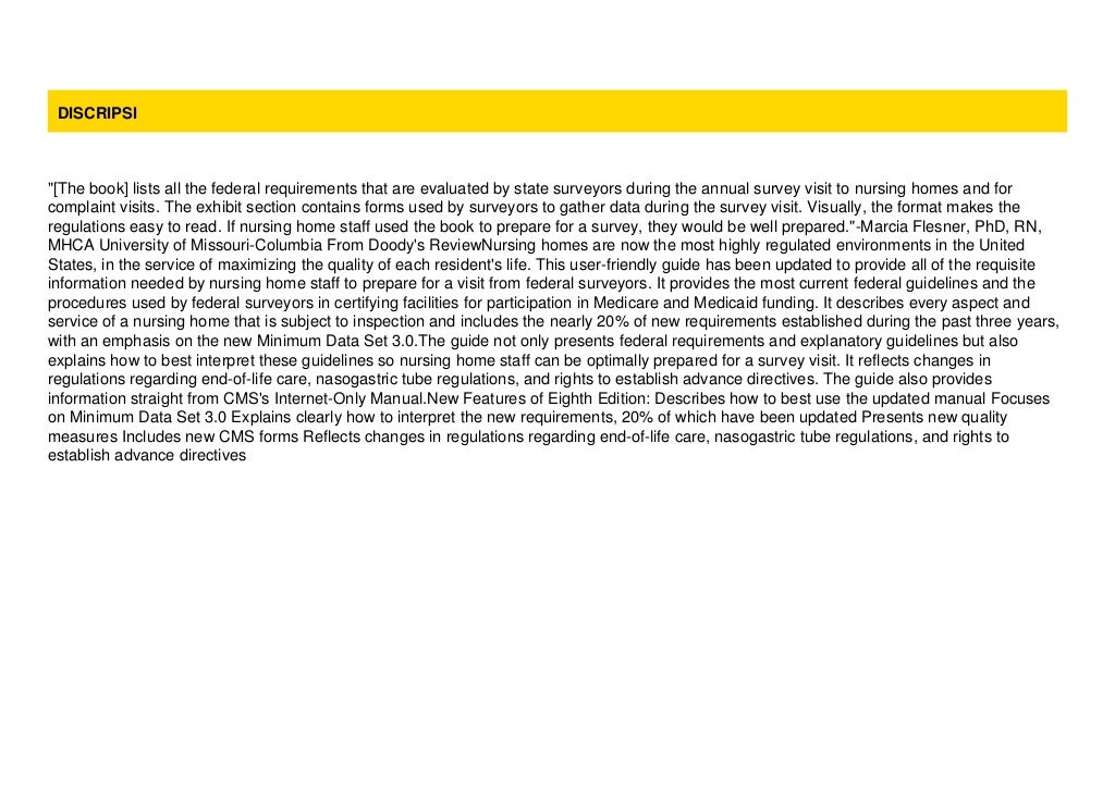  PDF Nursing Home Federal Requirements Guidelines To Surveyors And