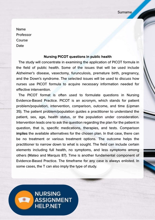 Nursing PICOT Questions in Public Health