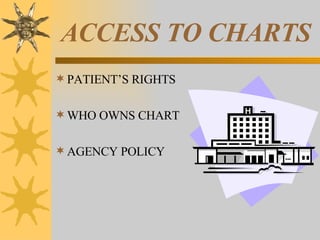 ACCESS TO CHARTS PATIENT’S RIGHTS WHO OWNS CHART AGENCY POLICY 