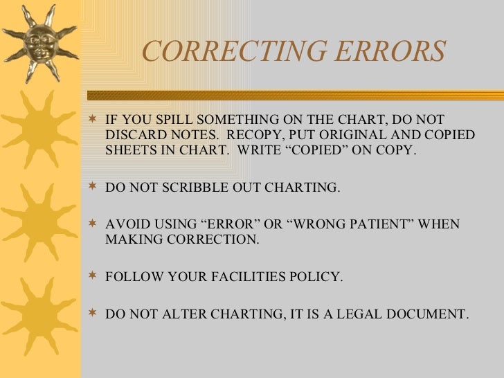 nursing skills charting medical charting errors