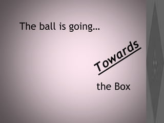 The ball is going…
the Box
 