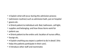 Admisson Routine nursing art presentation 1 power point presentation | PPTX