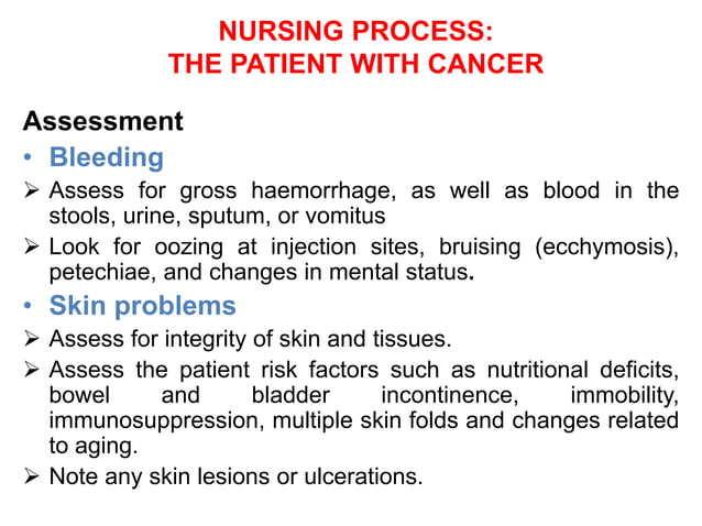 nursing assessment of cancer.pptx | Cancer | Diseases and Conditions