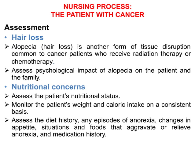 nursing assessment of cancer.pptx | Cancer | Diseases and Conditions