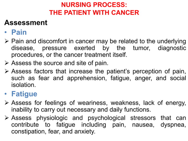 nursing assessment of cancer.pptx | Cancer | Diseases and Conditions