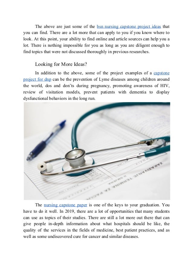 Nursing Capstone Project Examples and Ideas 2019