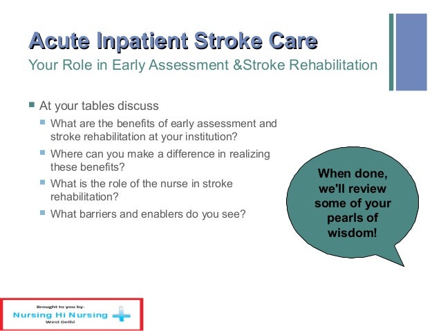 nursing care across the acute stroke stroke nurse
